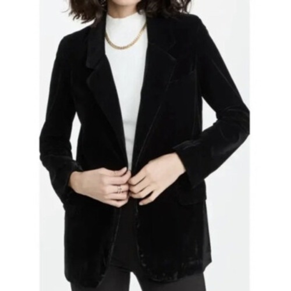 BB Dakota X Steve Madden Crush A Lot Velvet Black Velvet Blazer‎ S Oversized